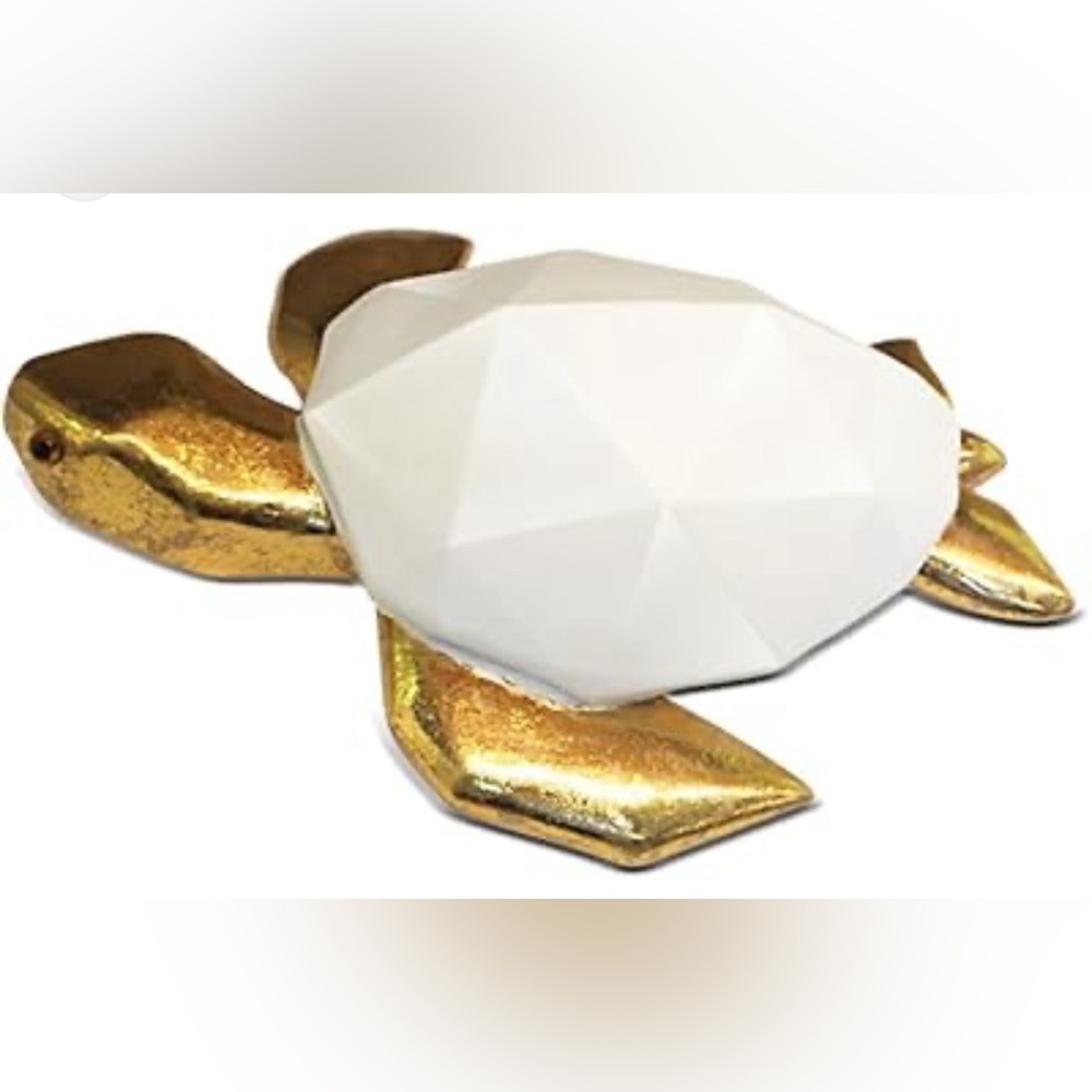 Resin White & Gold Sea Turtle Showpiece Decor